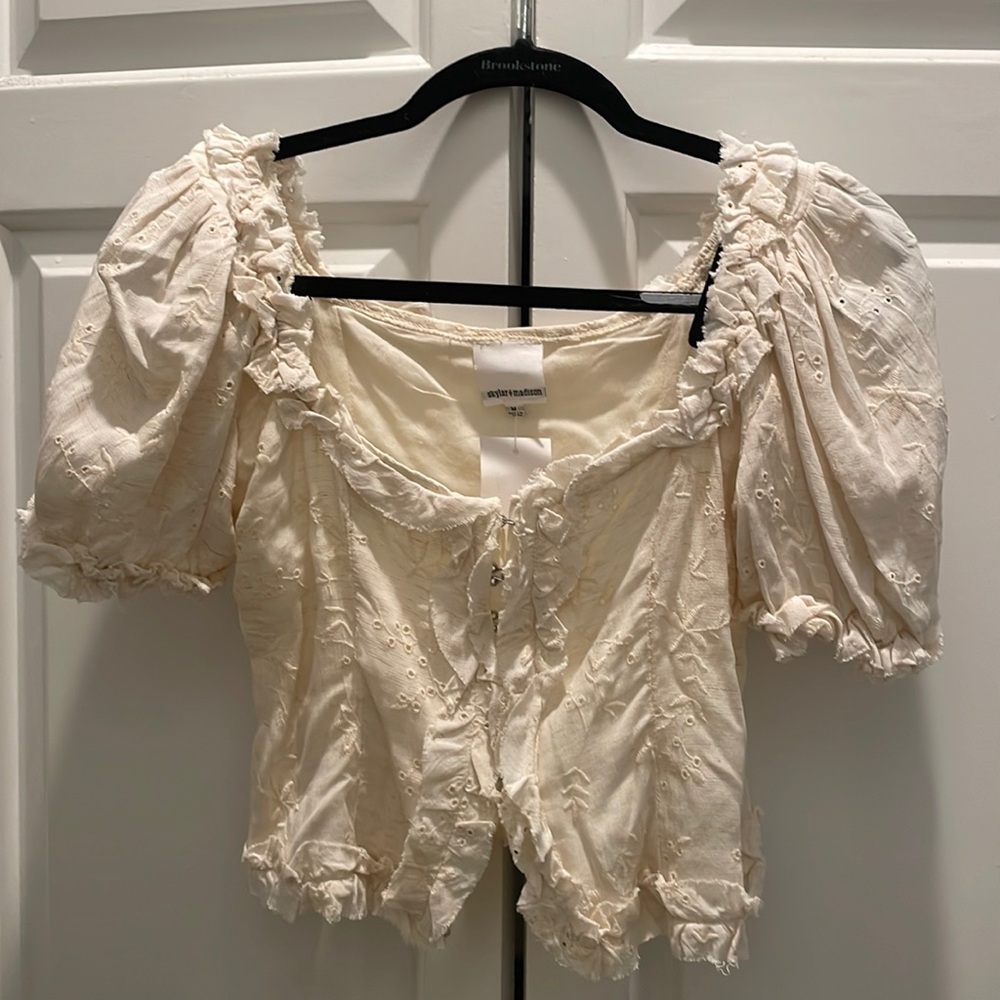 Eyelet corset cropped top